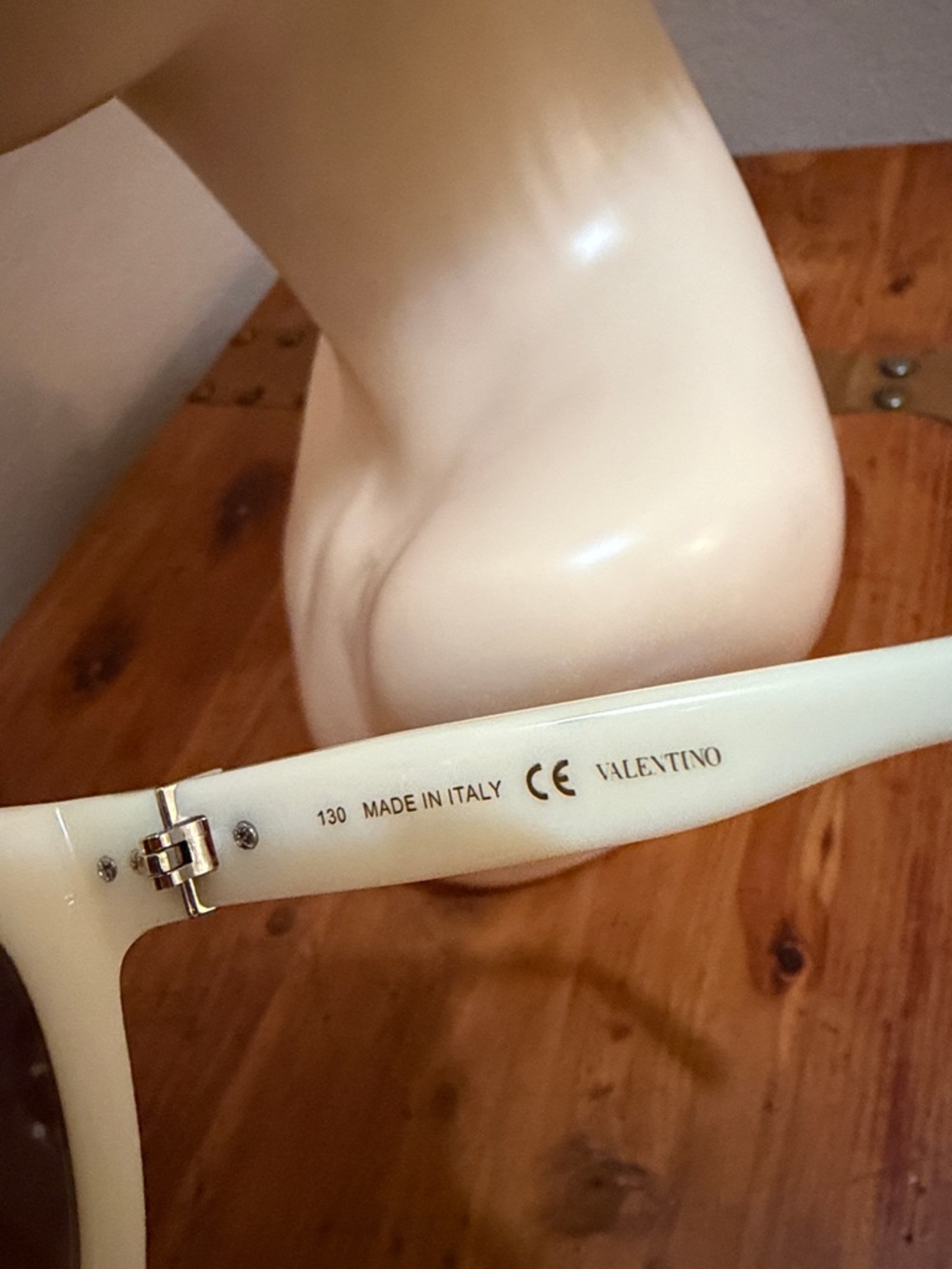 Valentino Cream Cat-Eye Square Sunglasses with Brown Gradient Lenses - Picture 3 of 6